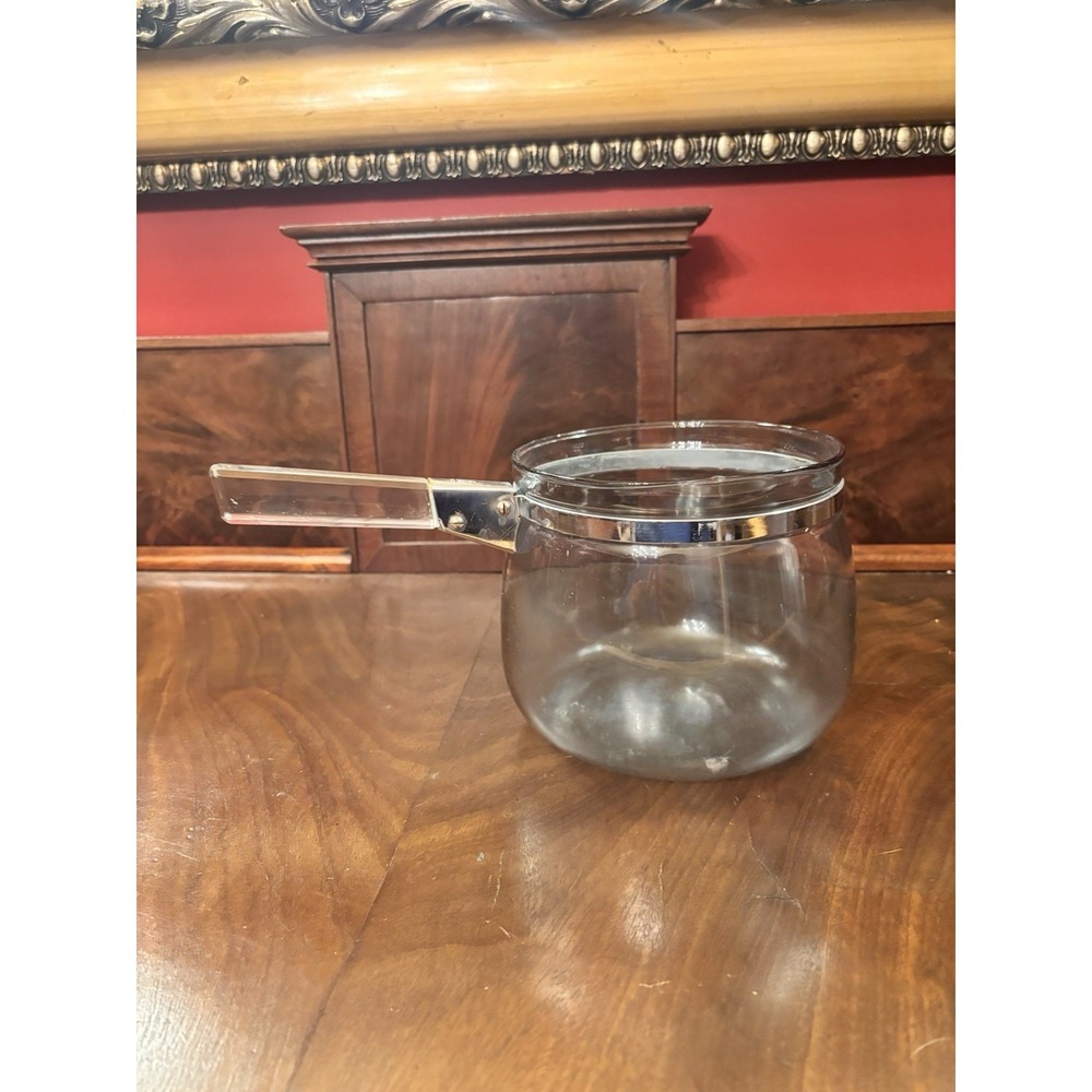 Vintage Pyrex Flameware Blue Tint Glass Saucepan Double Boiler Insert